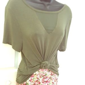 Like New Olive Top with Mesh Insert!